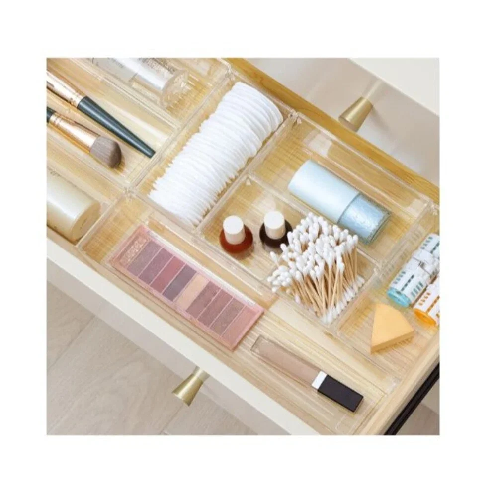 14 Pack Plastic Drawer Organizer Trays 4 Sizes Makeup Desk Kitchen Bathroom Clea